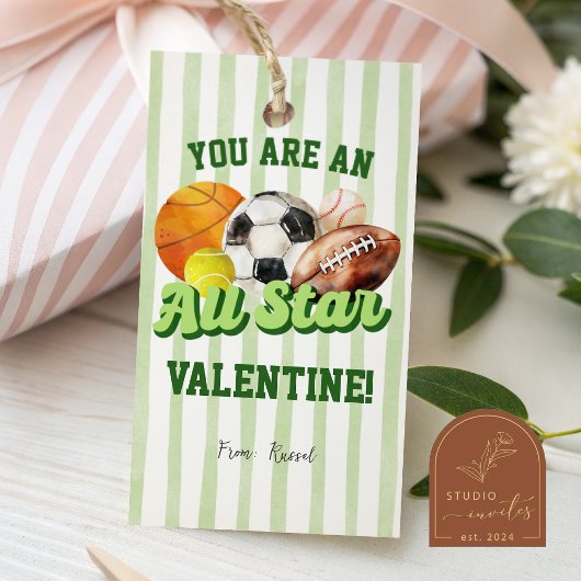 Sportstrepen Valentijnsdag Label Cadeaulabel