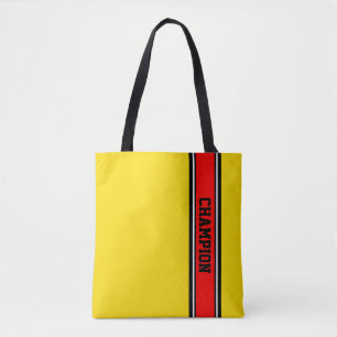 SPORTSTRIPEN - vuurrood, zwart, wit Tote Bag