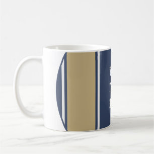 SPORTSTRIPES - Blue Beige Grey + jouw tekst Koffiemok