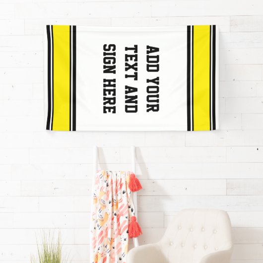 SPORTSTRIPES - Geel Zwart Wit + uw ideeën Spandoek (Insitu)