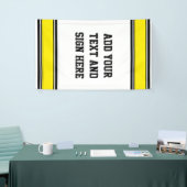 SPORTSTRIPES - Geel Zwart Wit + uw ideeën Spandoek (Beurs)