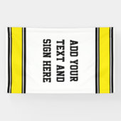 SPORTSTRIPES - Geel Zwart Wit + uw ideeën Spandoek (Horizontaal)