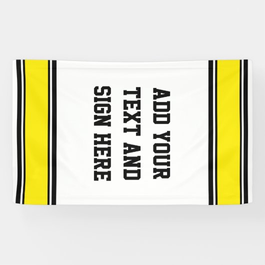 SPORTSTRIPES - Geel Zwart Wit + uw ideeën Spandoek (Horizontaal)