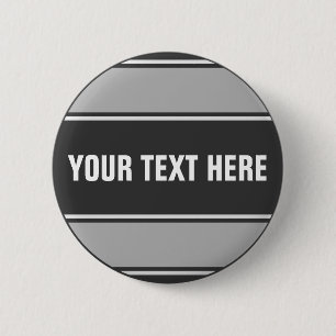 SPORTSTRIPES - Grijs + jouw tekst Ronde Button 5,7 Cm