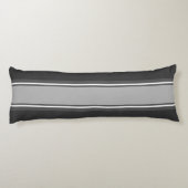 Sportstripes grijs wit + uw achtergrondkleur lichaamskussen (Achterkant)