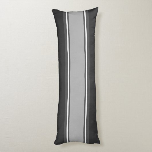 Sportstripes grijs wit + uw achtergrondkleur lichaamskussen (Achterkant (Verticaal))