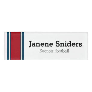 SPORTSTRIPES - Red Blue White + uw ideeën Naambadge