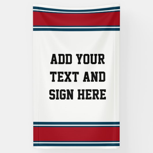 SPORTSTRIPES - Red Blue White + uw ideeën Spandoek (Verticaal)