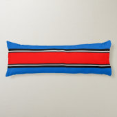 Sportstripes rood zwart + uw achtergrondkleur lichaamskussen (Voorkant)