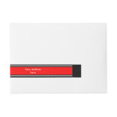 SPORTSTRIPES - Rood zwart wit + jouw tekst Omwikkelbaar Adreslabel (Voorkant)