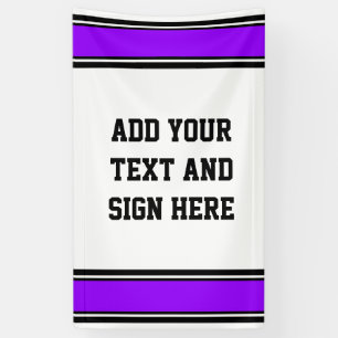 SPORTSTRIPES - Violet Black White + uw ideeën Spandoek