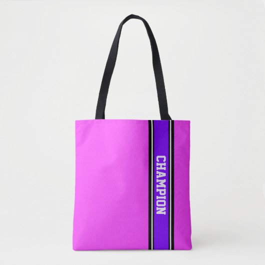 SPORTSTRIPES - violet, zwart, wit Tote Bag (Voorkant)