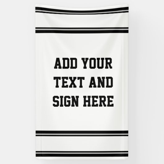 SPORTSTRIPES - Zwart wit en uw ideeën Spandoek (Verticaal)