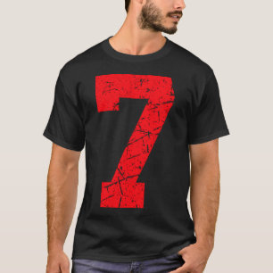 Sportstrui Vintage Rode Lucky Number 7 T-shirt_1 T-shirt