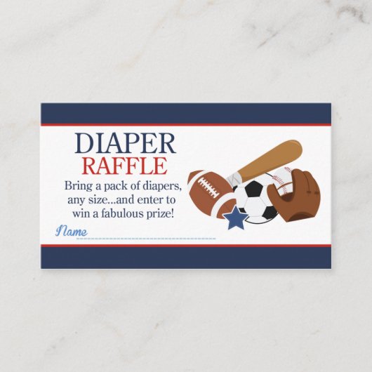 Sportt alle sterren Boy Baby shower Diaper Raffle Informatiekaartje (Voorkant)