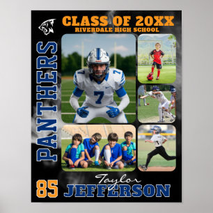 Sportteam eindexamenfoto middelbare school collage poster