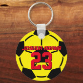 Sportteam Gele Voetbal Sleutelhanger (Voorkant)