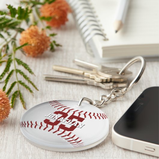 Sportteam geschenken met atleet naam honkbal sleutelhanger (Voorkant Rechts)