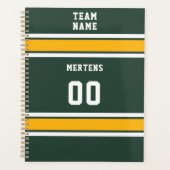 Sportteam Jouw naam Nummer Groen Goud Wit Planner (Voorkant)