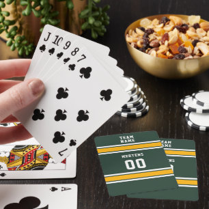 Sportteam Jouw naam Nummer Groen Goud Wit Pokerkaarten