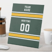 Sportteam Jouw naam Nummer Groen Goud Wit Reclamebord Met Voetstuk (Insitu)