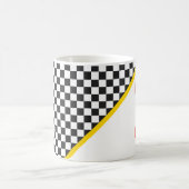 Sportteam kleuren zwart checkboard nummer magische mok (Center)