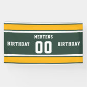 Sportteam Naam Nummer Groen Goud Wit Verjaardag Spandoek (Horizontaal)