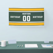 Sportteam Naam Nummer Groen Goud Wit Verjaardag Spandoek (Beurs)