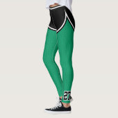 Sportteam Naam Nummer Groen Zwart Dot Shorts Leggings (Links)