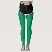 Sportteam Naam Nummer Groen Zwart Dot Shorts Leggings (Voorkant)