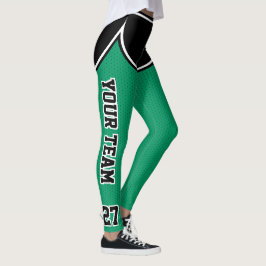 Sportteam Naam Nummer Groen Zwart Dot Shorts Leggings