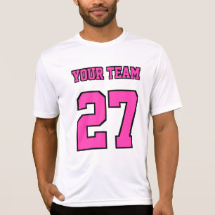 Sportteam naam nummer hotroze omlijnt variëteit t-shirt