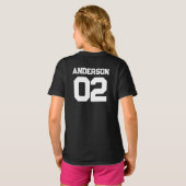 Sportteam naam nummer onderliggend onderstel match t-shirt (Achterkant volledig)