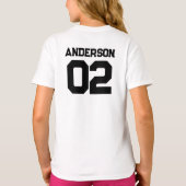 Sportteam naam nummer onderliggend onderstel match t-shirt (Achterkant)