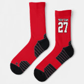 Sportteam Naam Nummer Rood Wit Basketbal Sokken (Links)