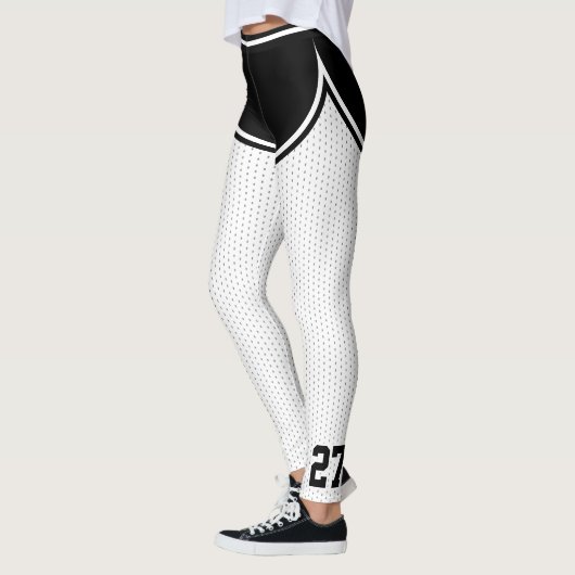 Sportteam Naam Nummer Wit Zwart Dot Shorts Leggings (Links)