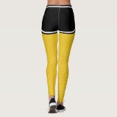 Sportteam Naam Nummer Zwart Geel Dot Shorts Leggings (Achterkant)