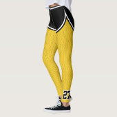 Sportteam Naam Nummer Zwart Geel Dot Shorts Leggings (Links)