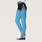 Sportteam Naam Nummer Zwart LT Blue Dot Shorts Leggings (Links)