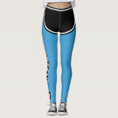 Sportteam Naam Nummer Zwart LT Blue Dot Shorts Leggings (Voorkant)