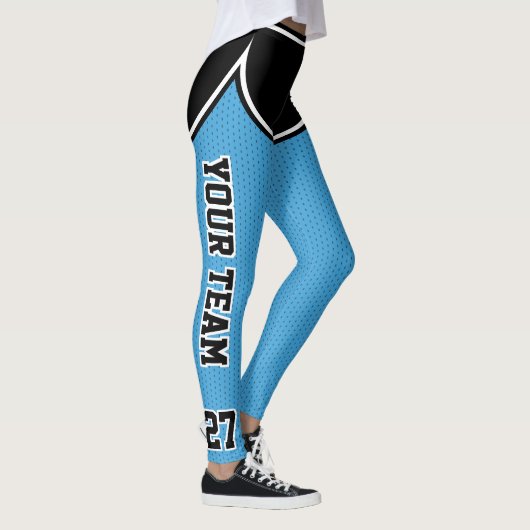 Sportteam Naam Nummer Zwart LT Blue Dot Shorts Leggings (Rechts)