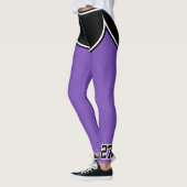 Sportteam Naam Nummer Zwart Paarse Dot Shorts Leggings (Links)