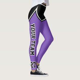 Sportteam Naam Nummer Zwart Paarse Dot Shorts Leggings