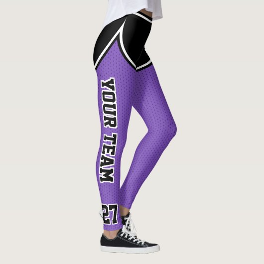 Sportteam Naam Nummer Zwart Paarse Dot Shorts Leggings (Rechts)