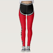 Sportteam Naam Nummer Zwart Rood Dot Shorts Leggings (Voorkant)