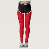 Sportteam Naam Nummer Zwart Rood Dot Shorts Leggings (Voorkant)