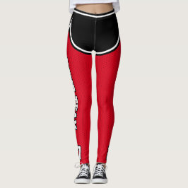 Sportteam Naam Nummer Zwart Rood Dot Shorts Leggings