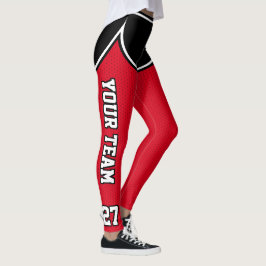 Sportteam Naam Nummer Zwart Rood Dot Shorts Leggings