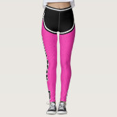 Sportteam Naam Nummer Zwart Roze Dot Shorts Leggings (Voorkant)