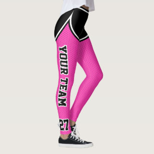 Sportteam Naam Nummer Zwart Roze Dot Shorts Leggings